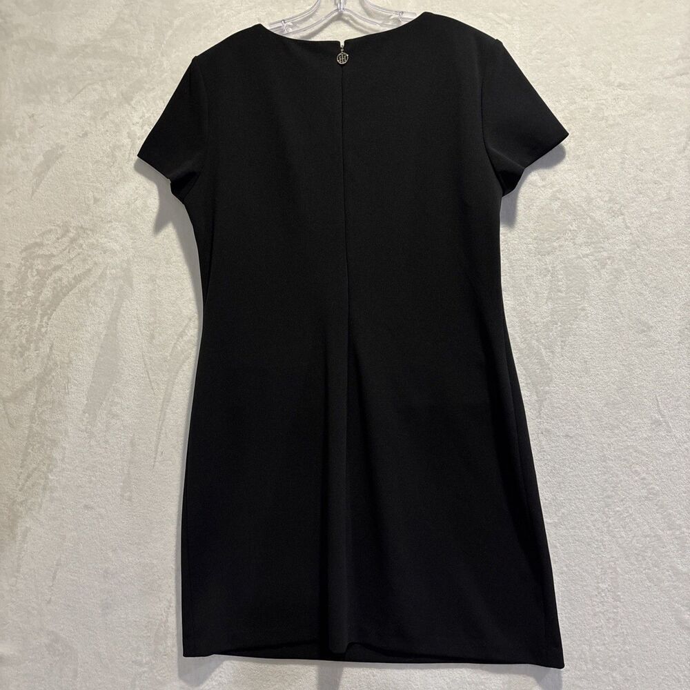 TOMMY HILFIGER Short Sleeve Stretch Crewneck Black Sheath Dress Womens 14 Career - Picture 6 of 13